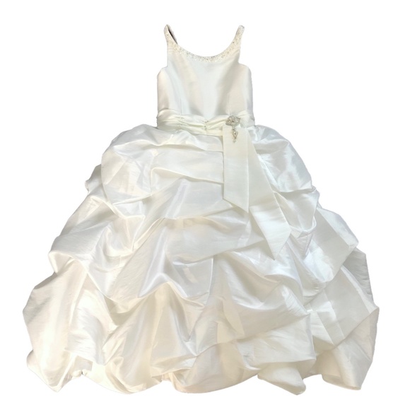 Designer Exquisite White Flower Girl Dress 3 - Picture 3 of 16